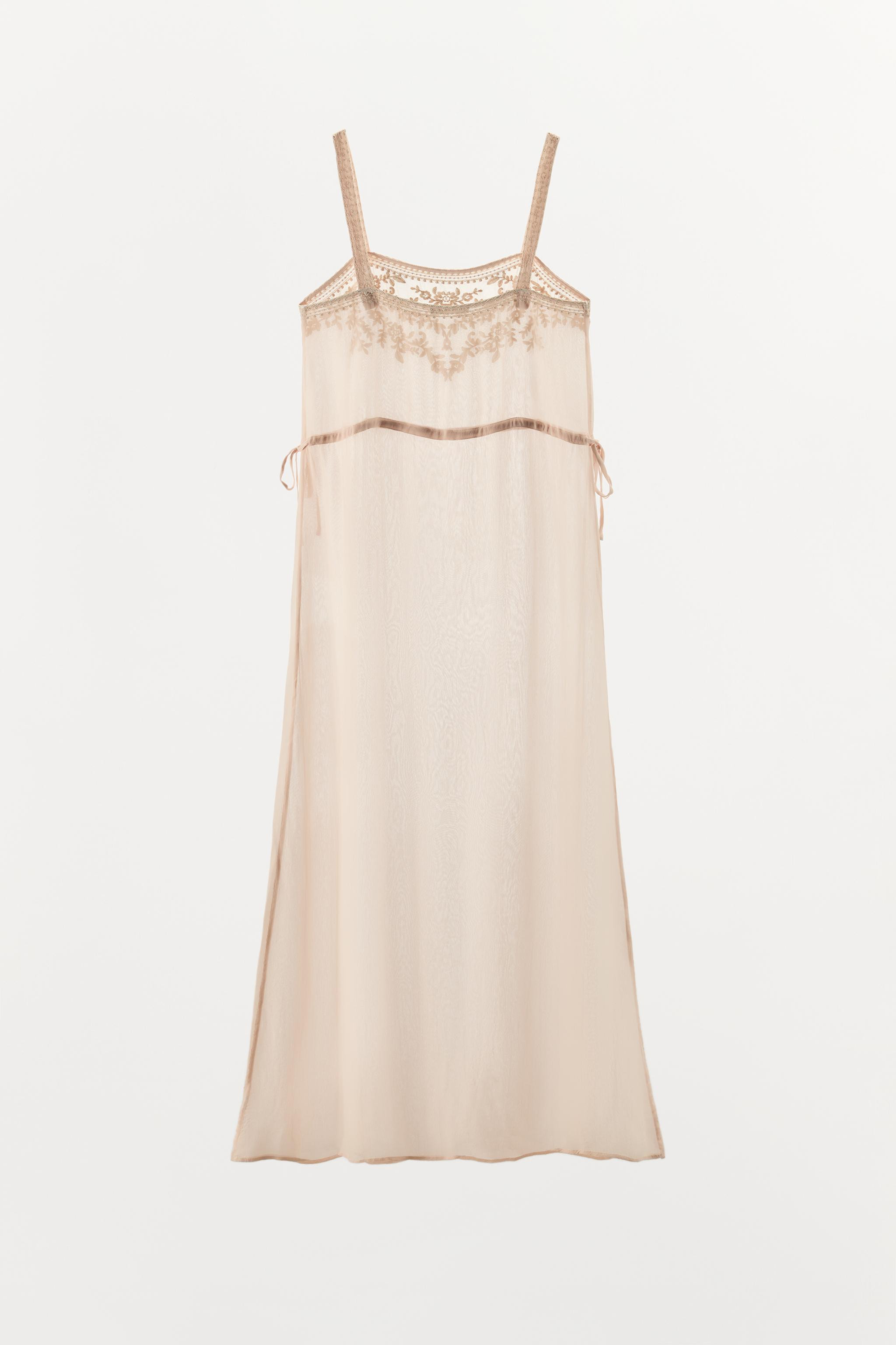 MIDI EMBROIDERED DRESS WITH TIES | Zara AU