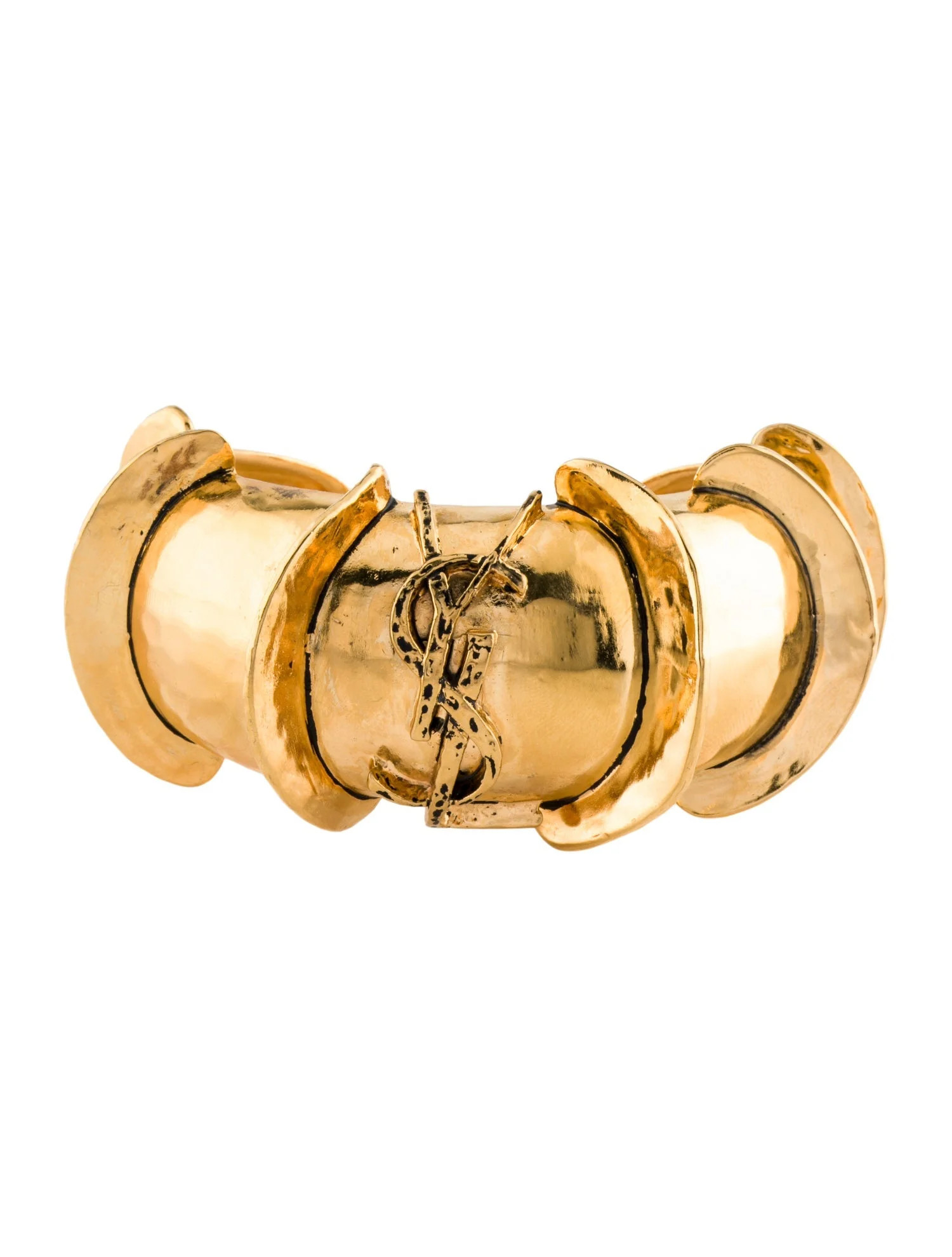 Saint Laurent Cassandre gold-tone cuff, 7.5 | The RealReal