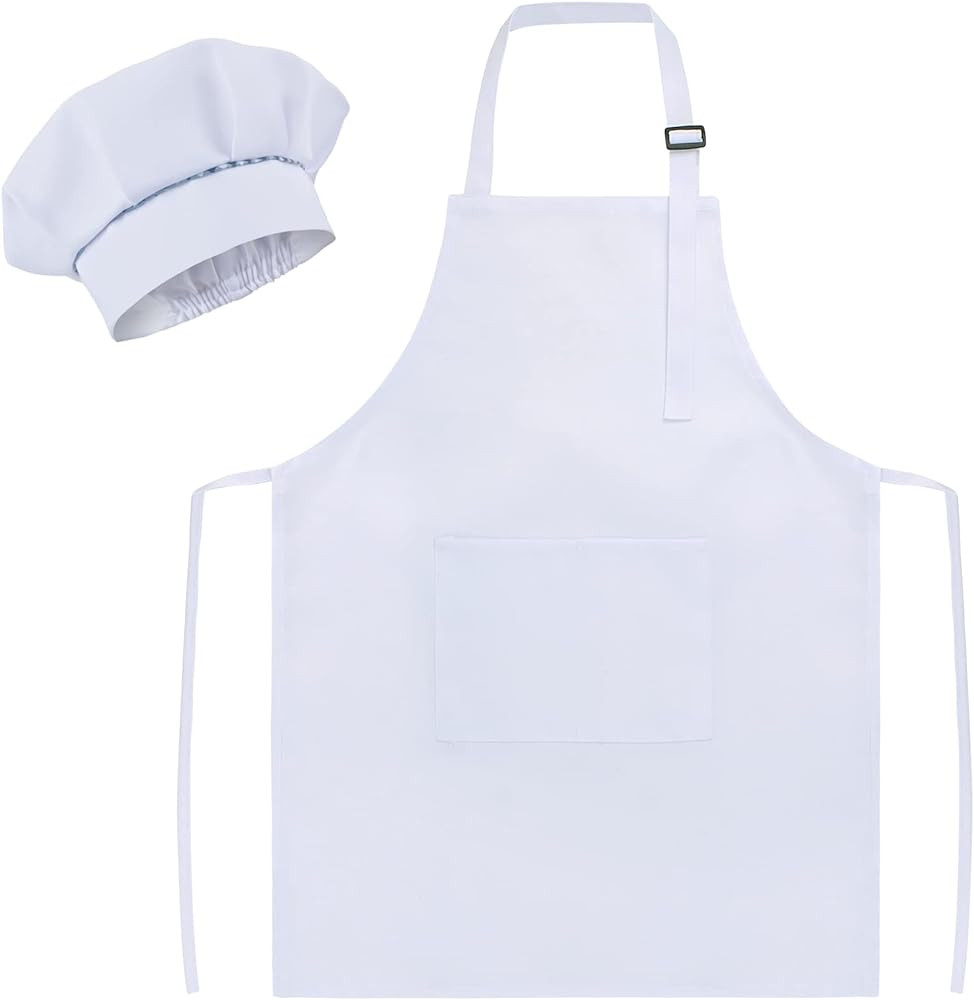 SUNLAND Kids Apron and Hat Set Children Chef Apron for Cooking Baking Painting | Amazon (US)