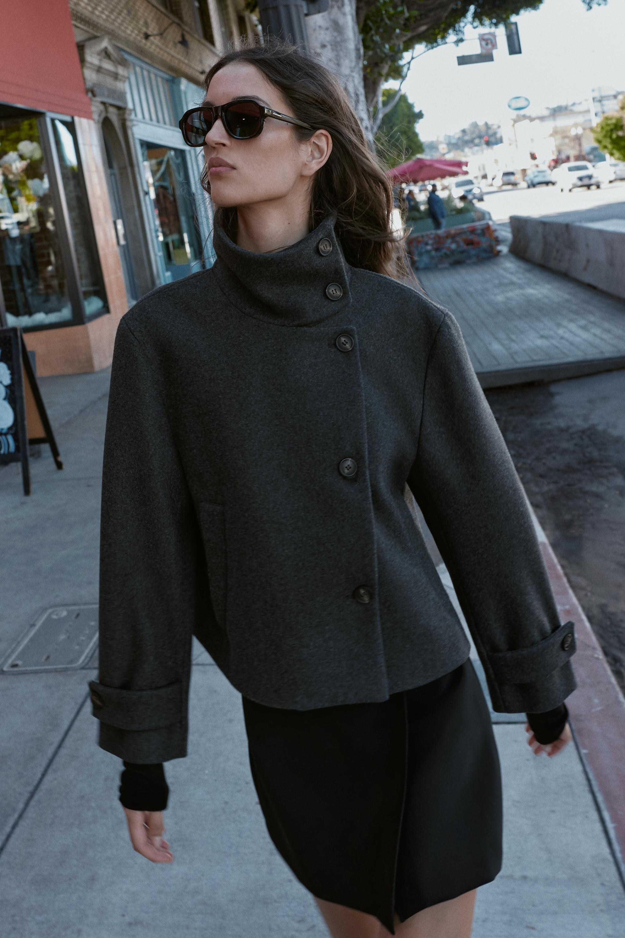 SHORT COAT WITH HIGH COLLAR | Zara UK