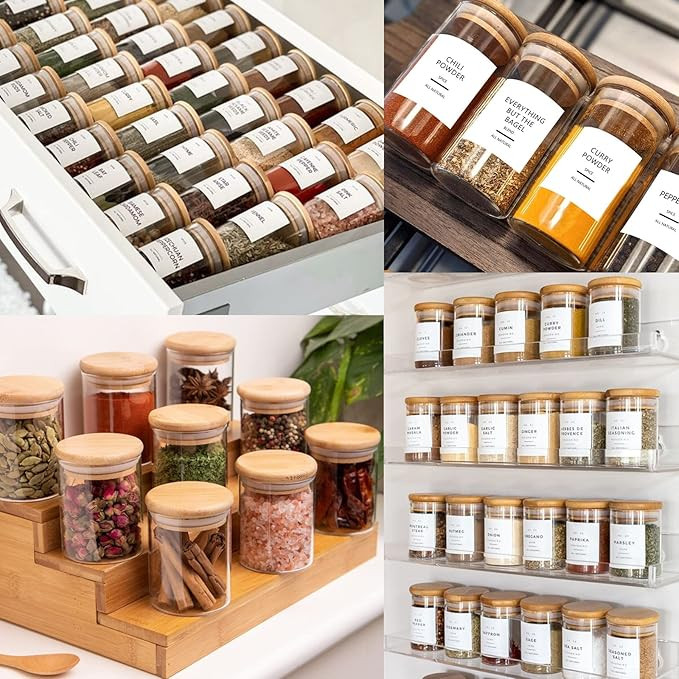 GPOVVIMX 12 Pcs Glass Spice Jars with Bamboo Airtight Lids and 191 Labels - 8.5oz Small Food Stor... | Amazon (CA)