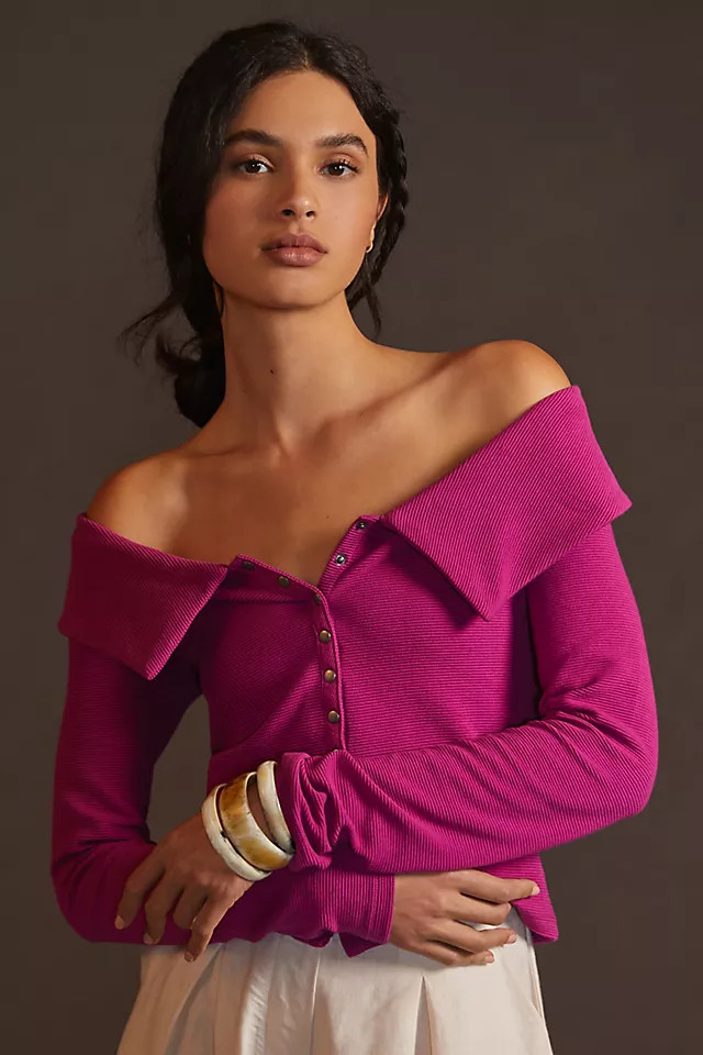 Maeve Off-The-Shoulder Buttondown Top | Anthropologie (US)