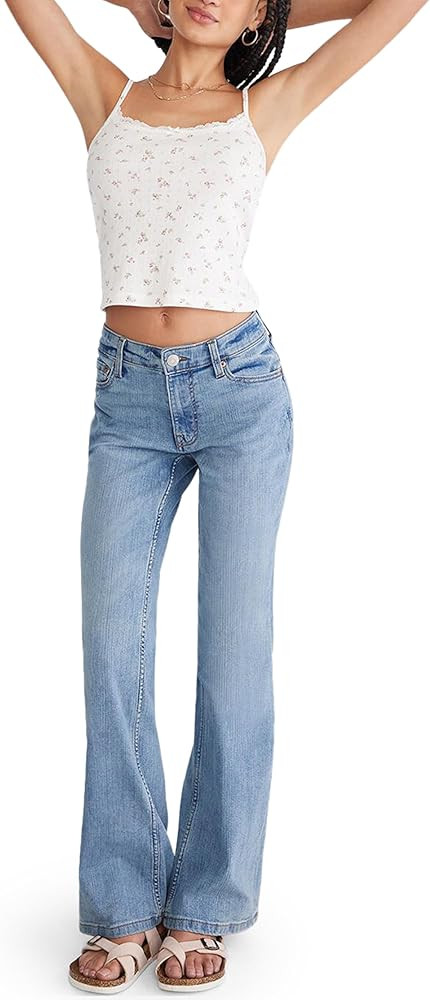 Aeropostale Womens Mid Rise Flare Jean | Amazon (US)