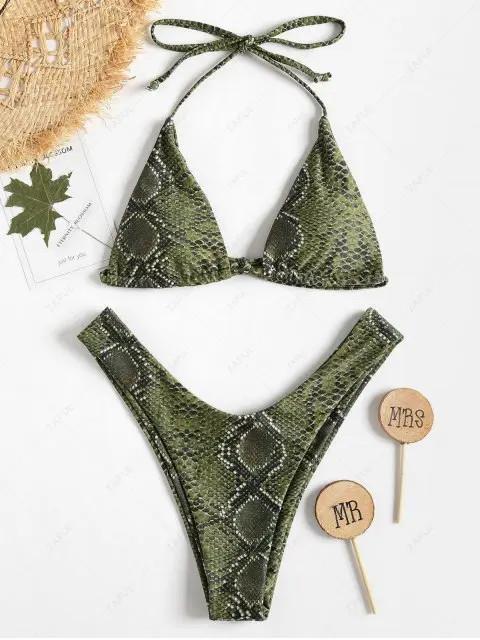 Halter Snakeskin High Leg Bikini | ZAFUL (Global)