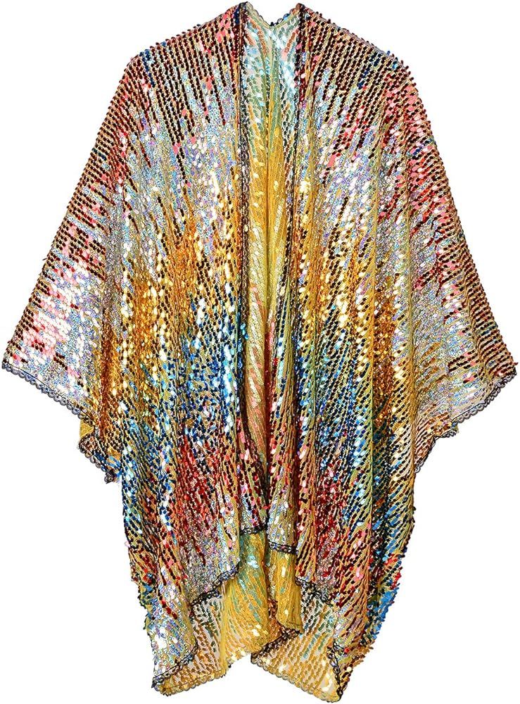 Disco Sequin Kimono,Sequin Robe,Festival Kimono,Beach Cover Up,Festival Fashion for EDC,Coachella,Ra | Amazon (US)