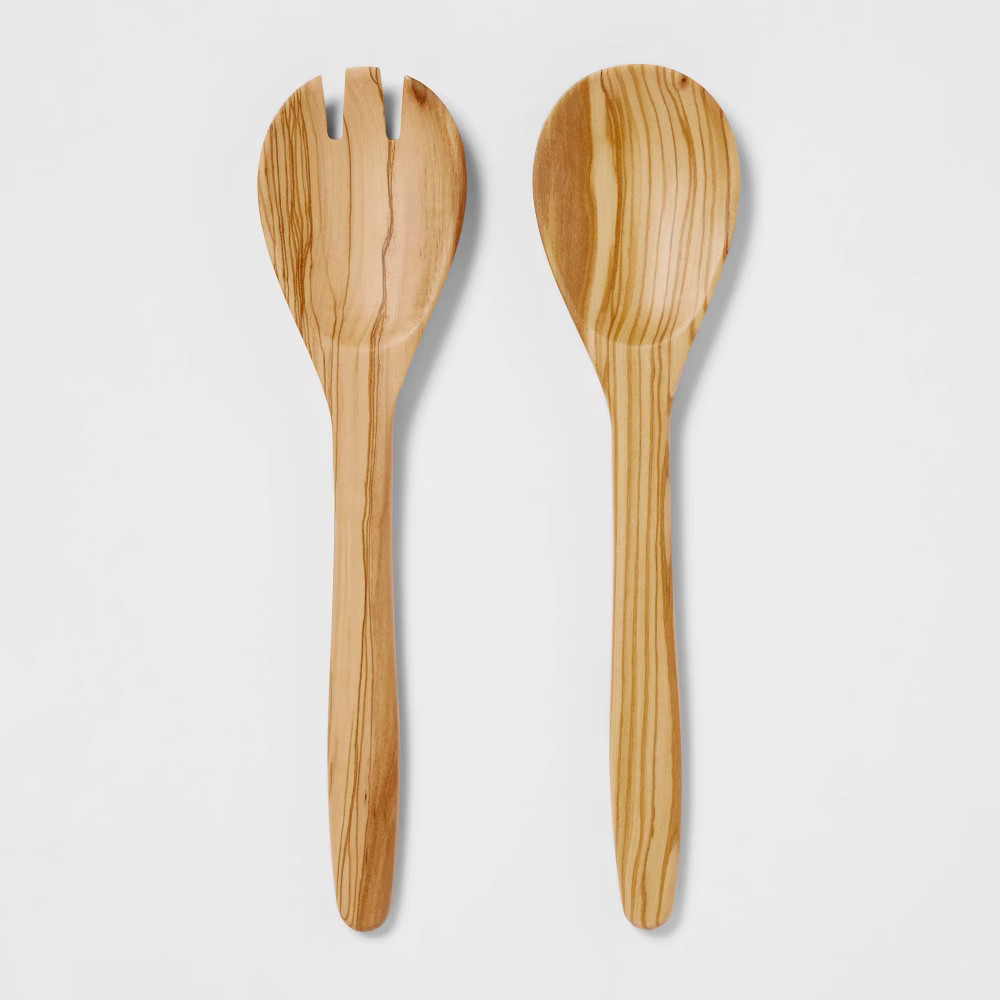 2pc Olivewood Utensil Serving Set - Threshold | Target