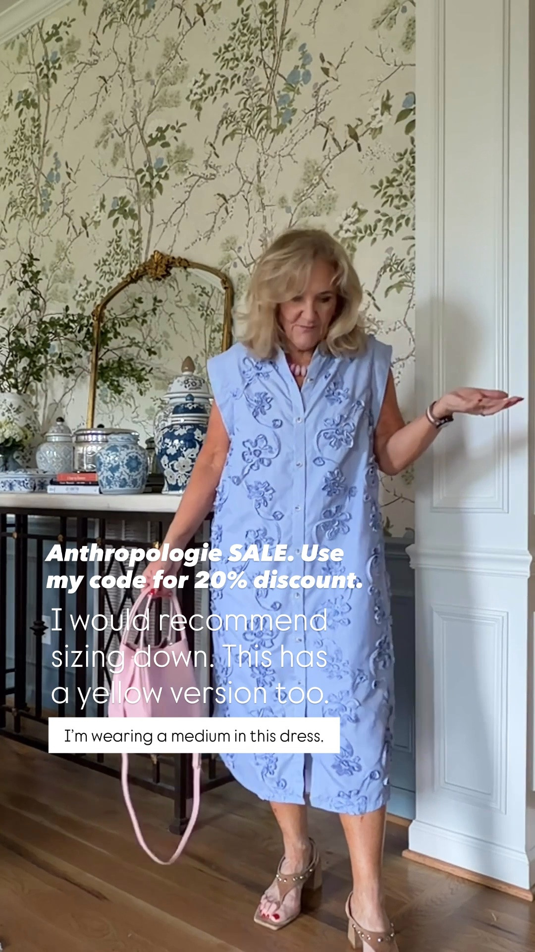 ✨ Save 20% off Anthropologie orders of $100+ with code NANETTE20!

This embroidered shirt dress is such a beautiful piece for summer. The woven fabric and floral appliqué details make it feel elevated, while the relaxed silhouette keeps it comfortable enough for brunch, showers, vacations, or casual events.

Sizing:
• Wearing a Medium, I'd recommend sizing down for the best fit.
• It also comes in a gorgeous yellow version!

💛 LTK MADE EASY
❤️ Heart = Support my posts
🔖 Save = Get sale & restock alerts
💬 Comment if you have sizing questions!

#LTKootd #LTKOver40 #LTKSaleAlert
