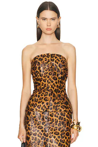 Leather Bandeau Peplum Top | FWRD 