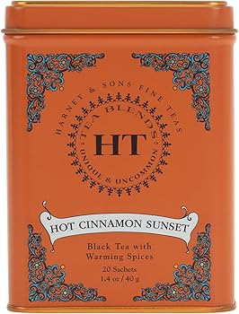 Harney & Sons Caffeinated Hot Cinnamon Sunset Black Tea with Orange and Cloves Tin 20 Sachets (Pa... | Amazon (US)