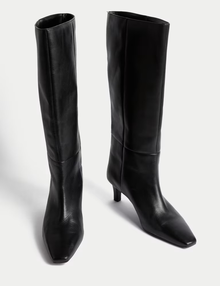 Leather Kitten Heel Knee High Boots | Marks & Spencer (UK)