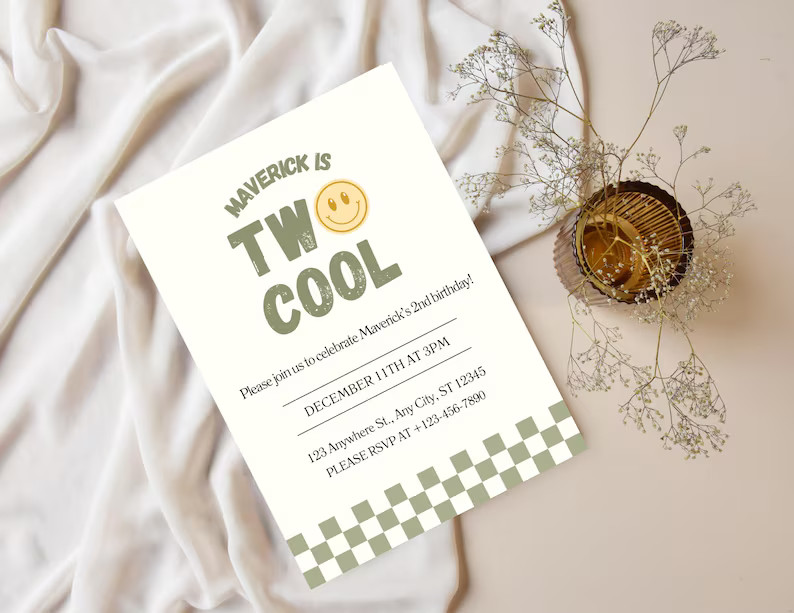 Editable TWO Cool Birthday Party Invitation - Etsy | Etsy (US)