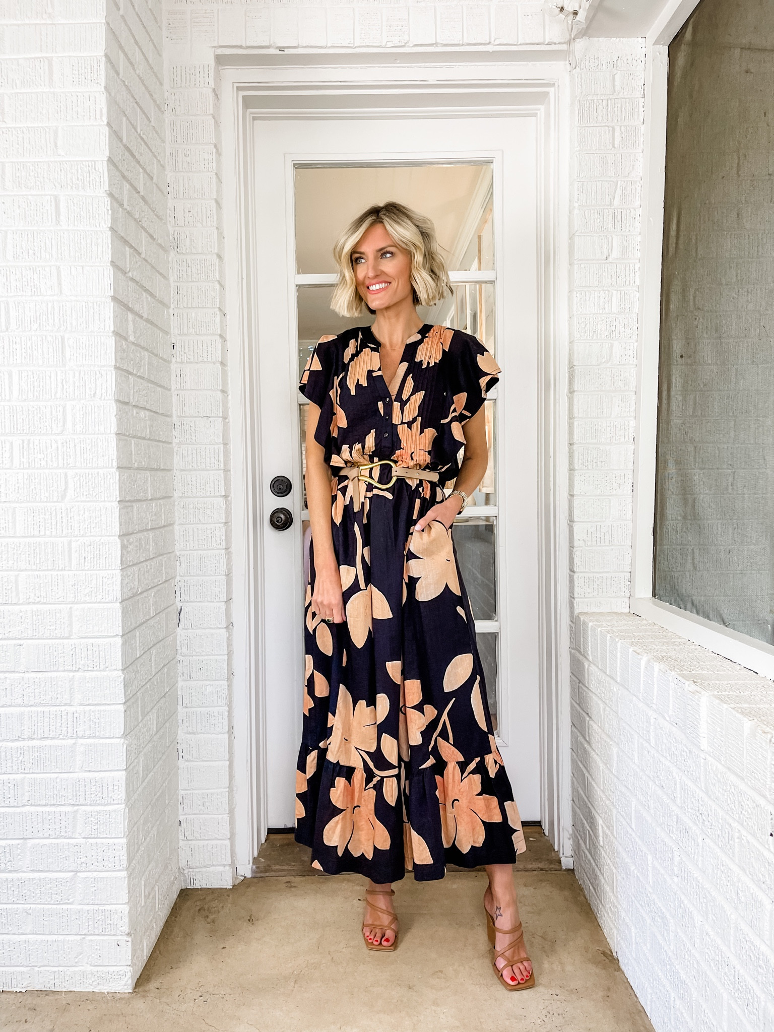 luna one shoulder maxi dress tangerine Solandra