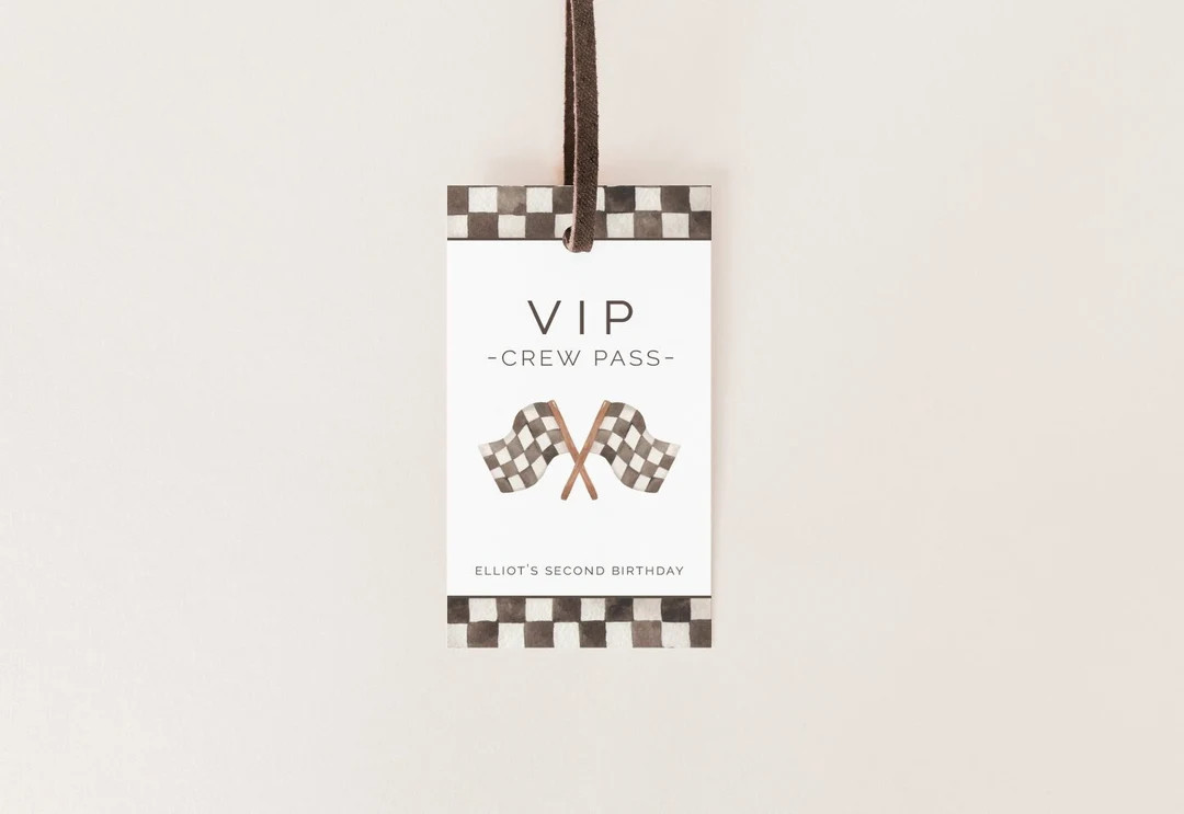 VIP Crew Pass, Editable Template, Two Fast Vintage Racing Flags Party, Motocross VIP Printable fo... | Etsy (US)