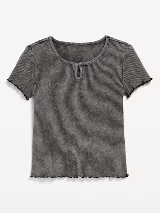 Short-Sleeve Keyhole Cutout Lettuce-Edge Top for Girls | Old Navy (US)