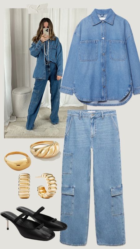GET THE LOOK | Double denim for spring 🩵🩵
Cargo jeans | Denim overshirt | Pearl phone strap | Spring outfits | Loose fit baggy jeans | Black ballet pumps 

#LTKstyletip #LTKshoecrush #LTKeurope