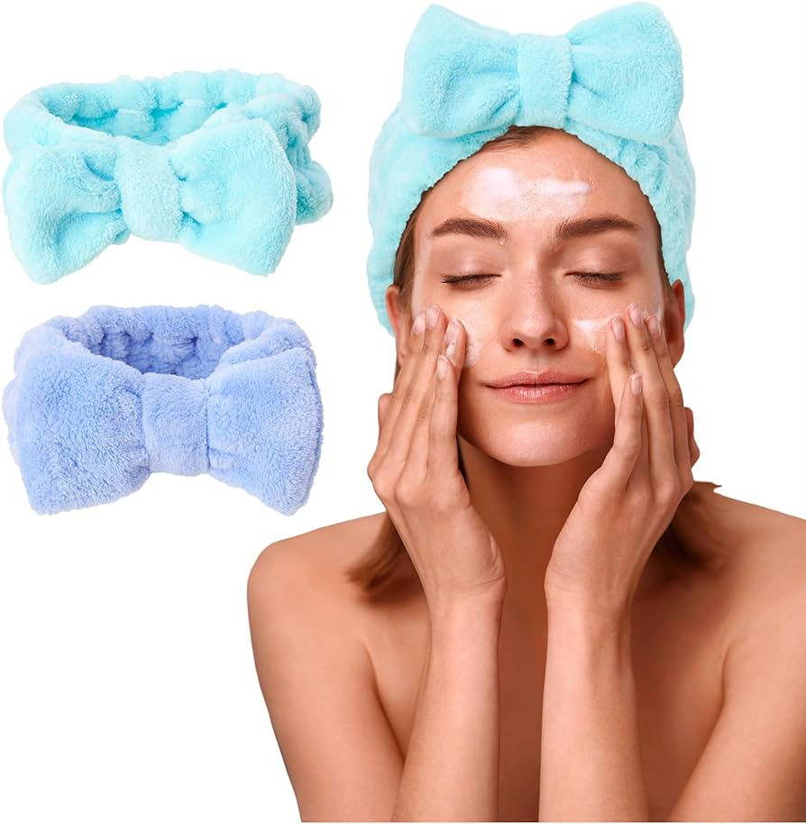 Bliss Women's Spa Headband - 2 Pack Microfiber Makeup Headband with Bow - Hair Band for Washing F... | Amazon (US)