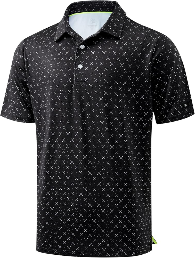 Obla Mens Golf Polo Shirts Short Sleeve Dry Fit Performance Moisture Wicking Casual Print Collare... | Amazon (US)