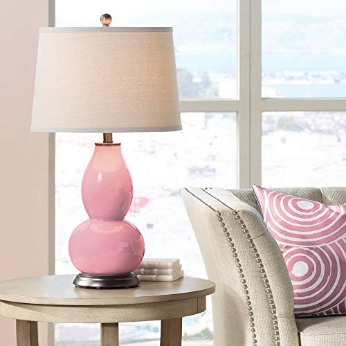 Color + Plus Modern Table Lamp 28 3/4" Tall Haute Pink Glass Double Gourd Off White Tapered Drum ... | Amazon (US)