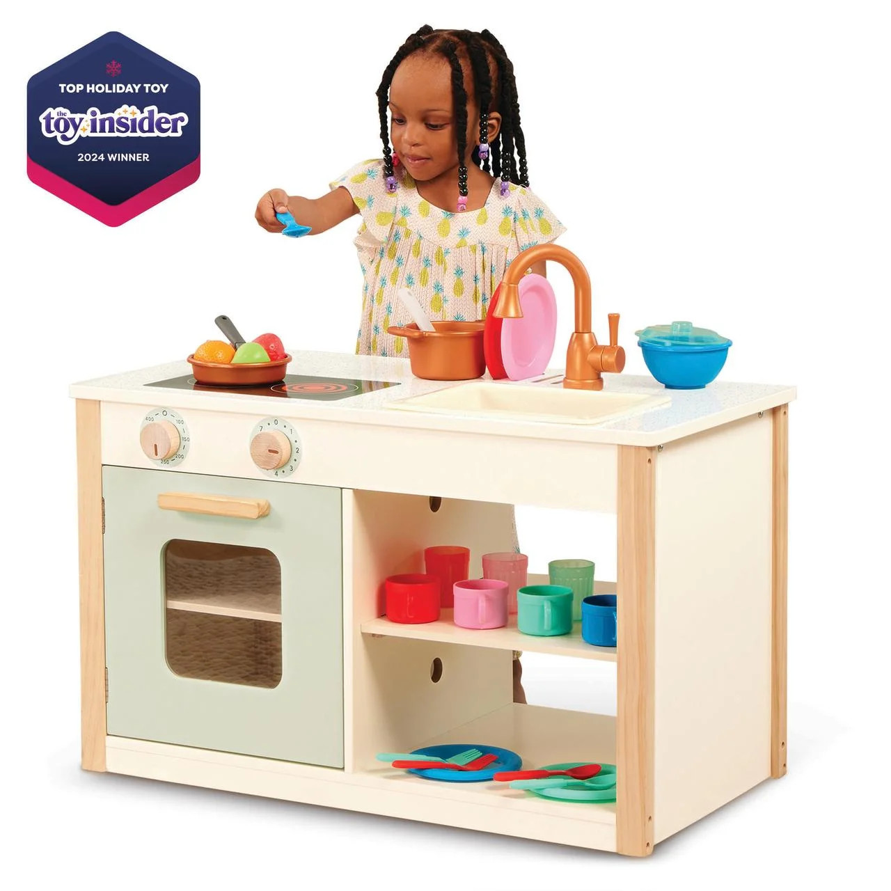 Battat Two n' One Wooden Kitchen Café with Dishes and Chalkboard, Toddler and Preschool Toys | Walmart (US)