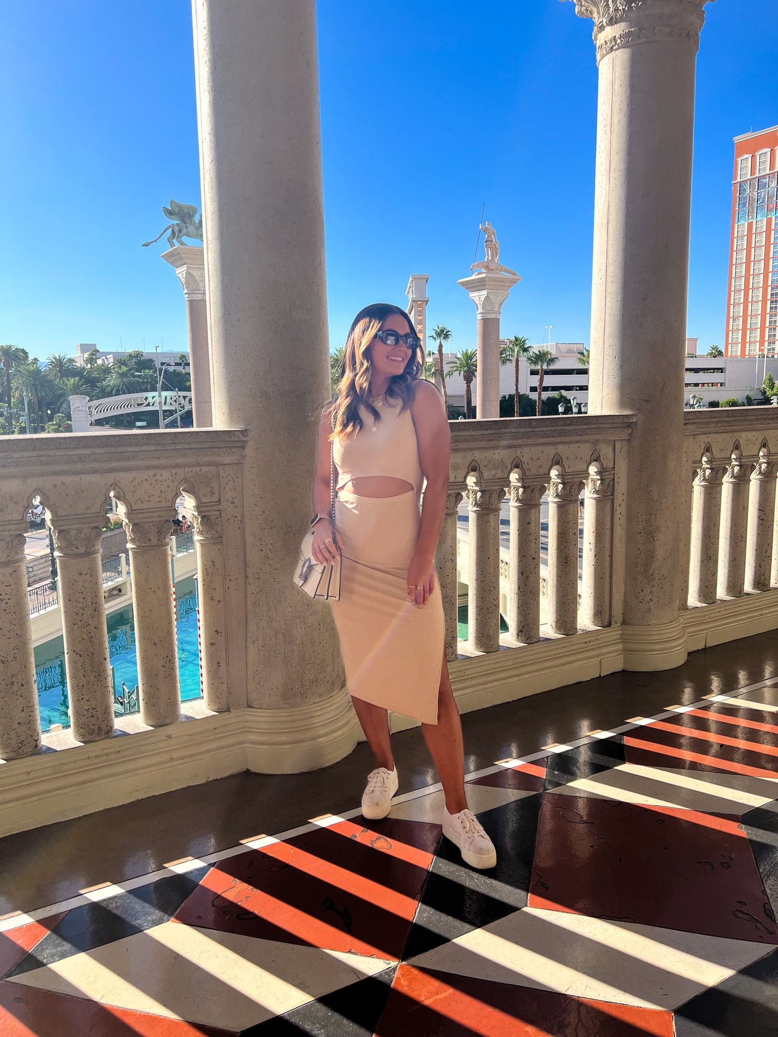 Las Vegas outfit | casual outfit | comfy outfit | ribbed dress | comfy dress | white sneakers | Gucci dupe | Sami jewels 

#LTKstyletip #LTKsalealert #LTKtravel