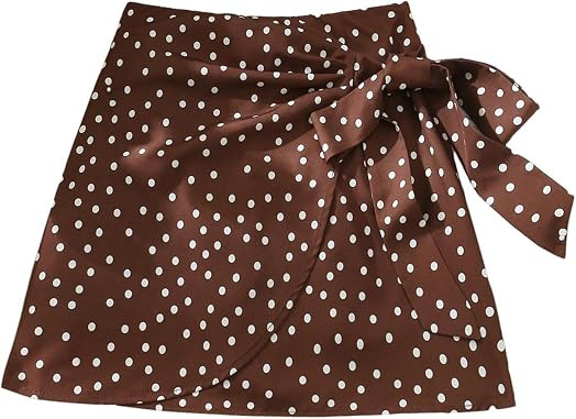 SweatyRocks Women's Y2k Retro Polka Dots Wrap Short Skirt Bow Tie Knot High Waist A Line Skirts | Amazon (US)