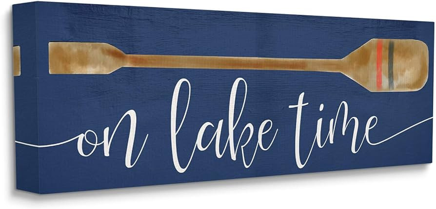 Stupell Industries On Lake Time Phrase Boat Oar Over Blue, Designed by Daphne Polselli Canvas Wal... | Amazon (US)