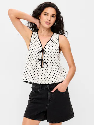 Tie-Front Peplum Tank Top | Old Navy (CA)