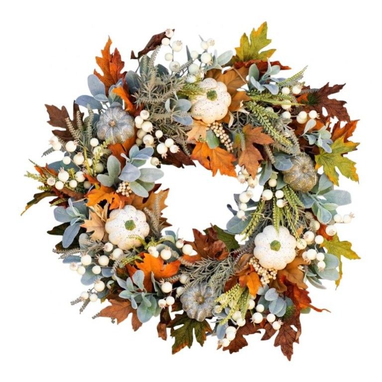 Fall Peony and Pumpkin Wreath, Autumn Year Round Wreaths for Front Door, Artificial Fall Wreath, ... | Walmart (US)