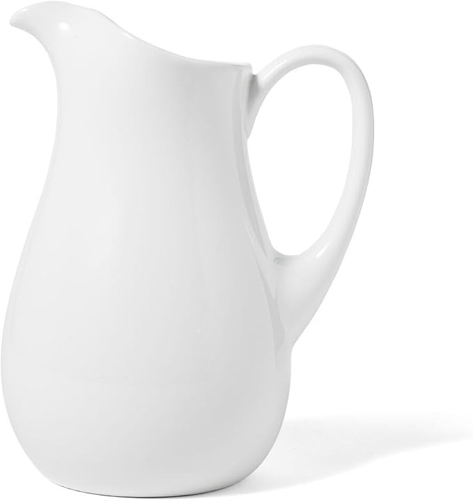 Sur La Table White Pitcher, Classic White Stoneware Pitcher for Water, Lemonade, Juice and Table ... | Amazon (US)