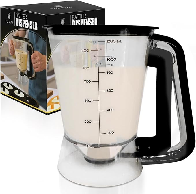 Pancake Batter Dispenser | 5-Cup Mix Pourer for Pancakes, Waffles, Crepes, Muffins, Cupcakes | Sq... | Amazon (US)