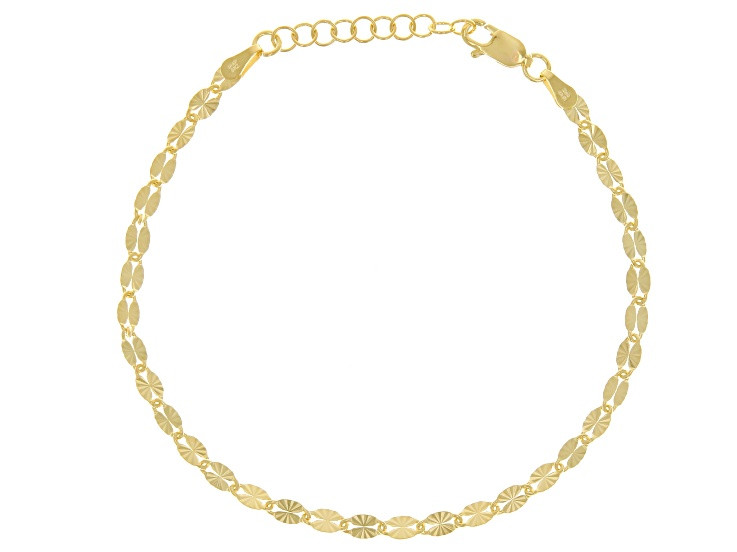 18k Yellow Gold Over Bronze 3.5mm Sunburst Mirror Link Bracelet - MA852 | JTV Jewelry