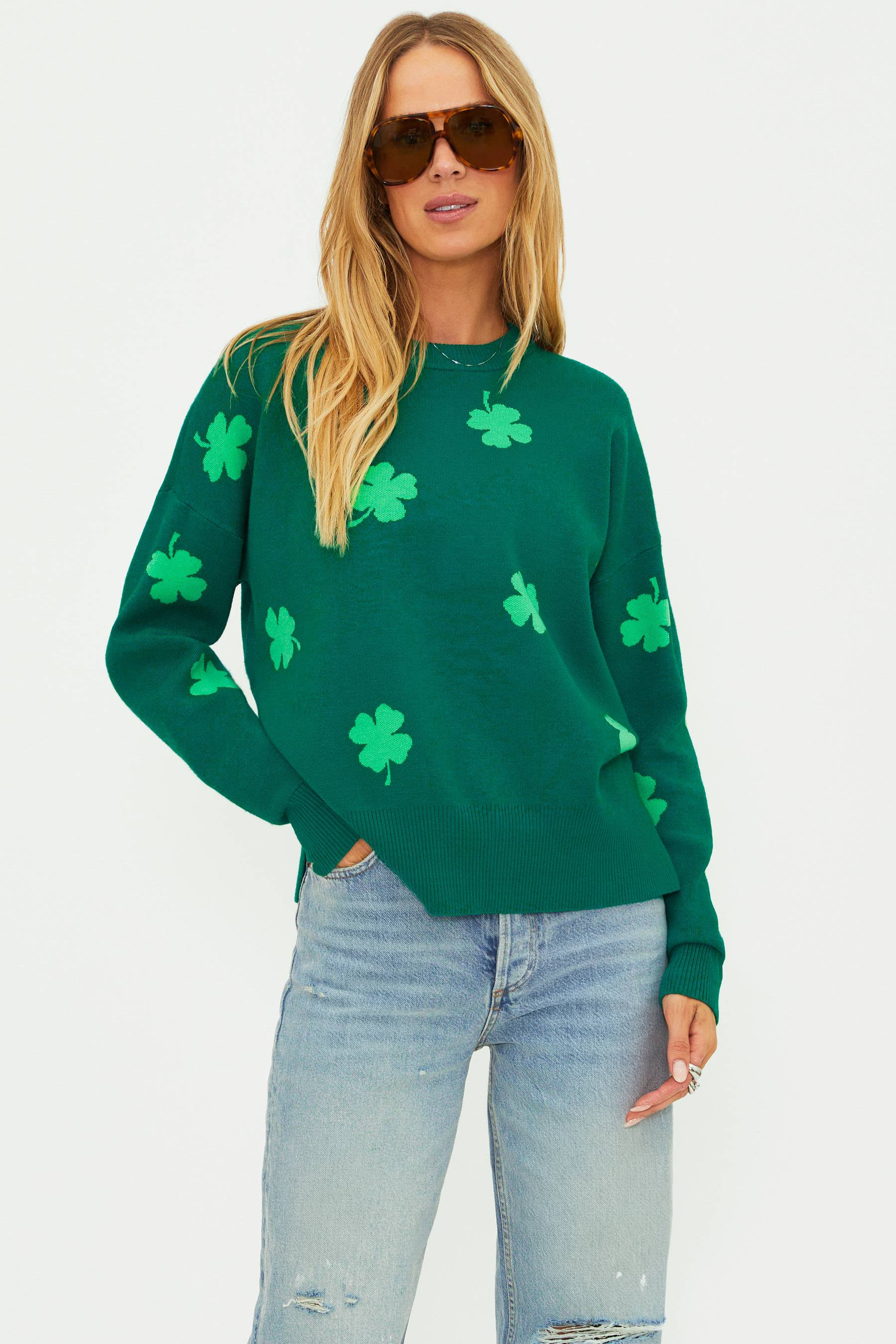 Callie Sweater Clover Green | Green Clover Sweater | Beach Riot | Beach Riot