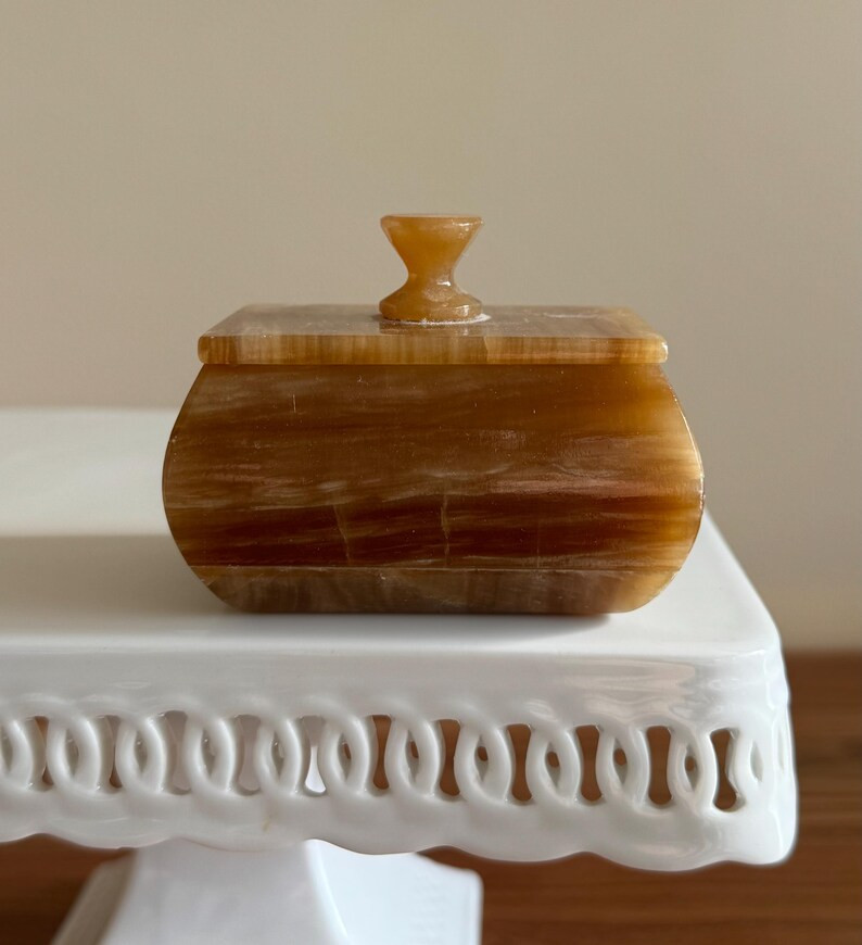 Vintage Stone Marble Alabaster Trinket Box Lidded Dish Jewelry Dish Spare Change Holder - Etsy | Etsy (US)