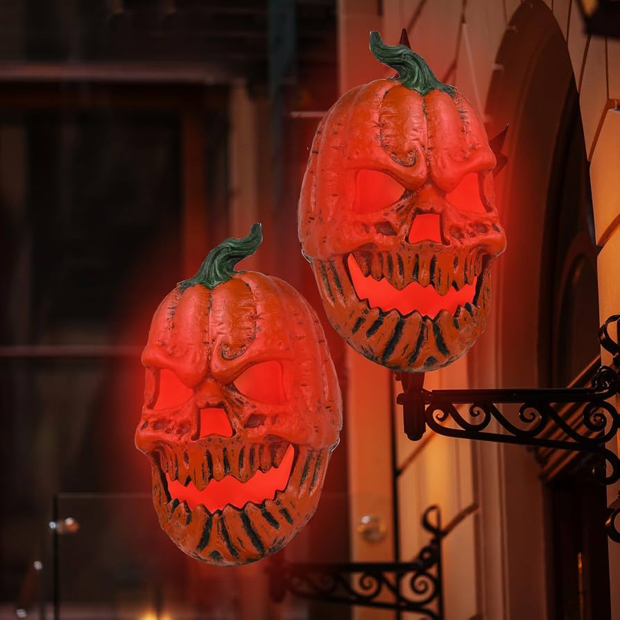 2PCS Halloween Pumpkin Porch Light Covers, Pumpkin Light Covers Skeleton Halloween Decorations Ou... | Amazon (US)