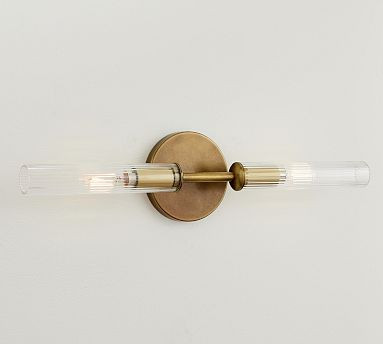 Cooper Ribbed Glass Double Tube Sconce (20") | Pottery Barn (US)