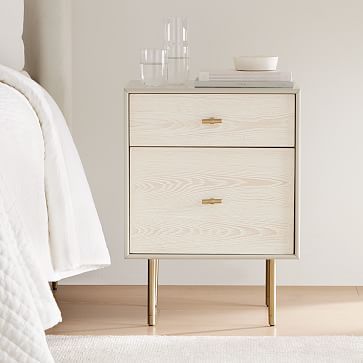 Modernist Wood &amp; Lacquer Nightstand - Winter Wood | West Elm (US)