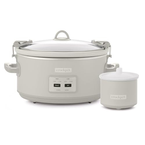 Crock-Pot 7 Quart Cook and Carry Slow Cooker with Touch Control, 4 Pre Programmed Settings, Removable Stoneware, and Locking Lid, Mushroom | Amazon (US)