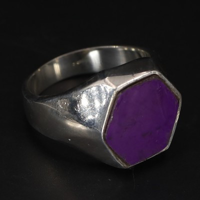 VTG Sterling Silver - MEXICO TAXCO Sugilitae Hexagon Men's Ring Size 8.5 - 12g | eBay US