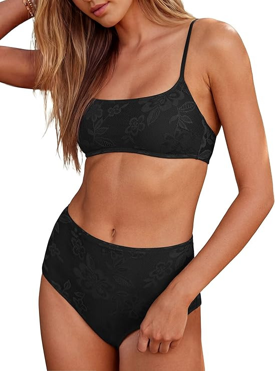 ANRABESS Womens High Waisted Bikini Sets 2 Piece Swimsuits Cute Lace Square Neck Modest Bathing S... | Amazon (US)