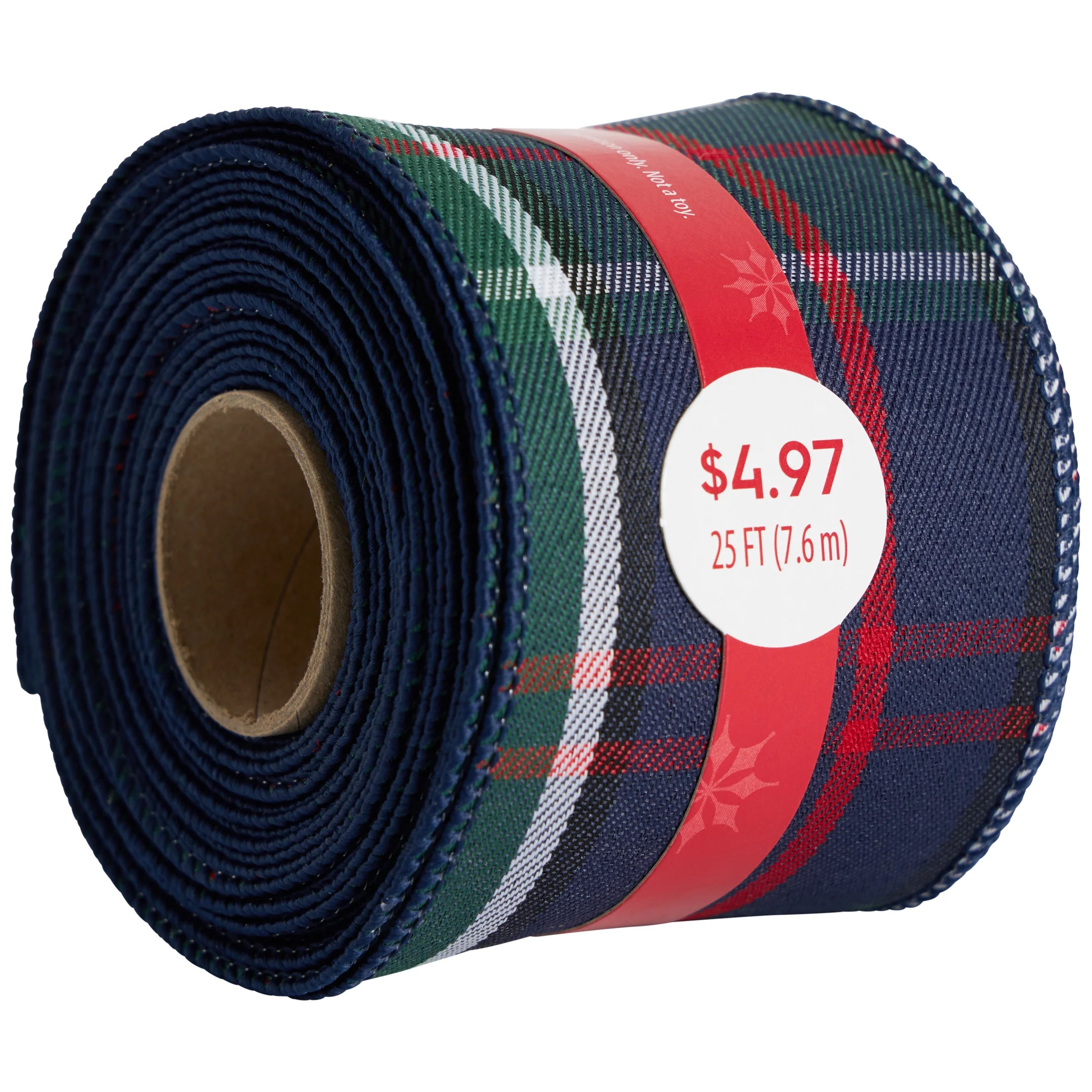 Navy Tartan Plaid Christmas Ribbon, 25', by Holiday Time | Walmart (US)