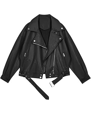 LY VAREY LIN Women Faux Leather Jacket Lapel Collar Motorcycle Zip Up Long Sleeve Motor Biker Sho... | Amazon (US)