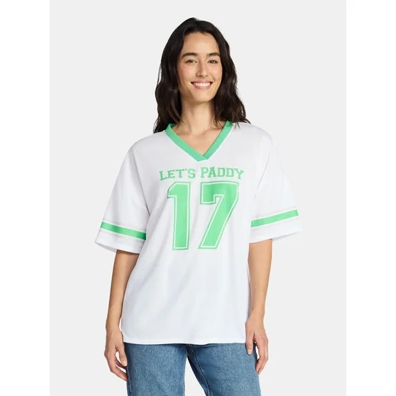Saint Patrick's Day Women's Let's Paddy Jersey with Short Sleeves from Holiday Time, Sizes XXS-XX... | Walmart (US)