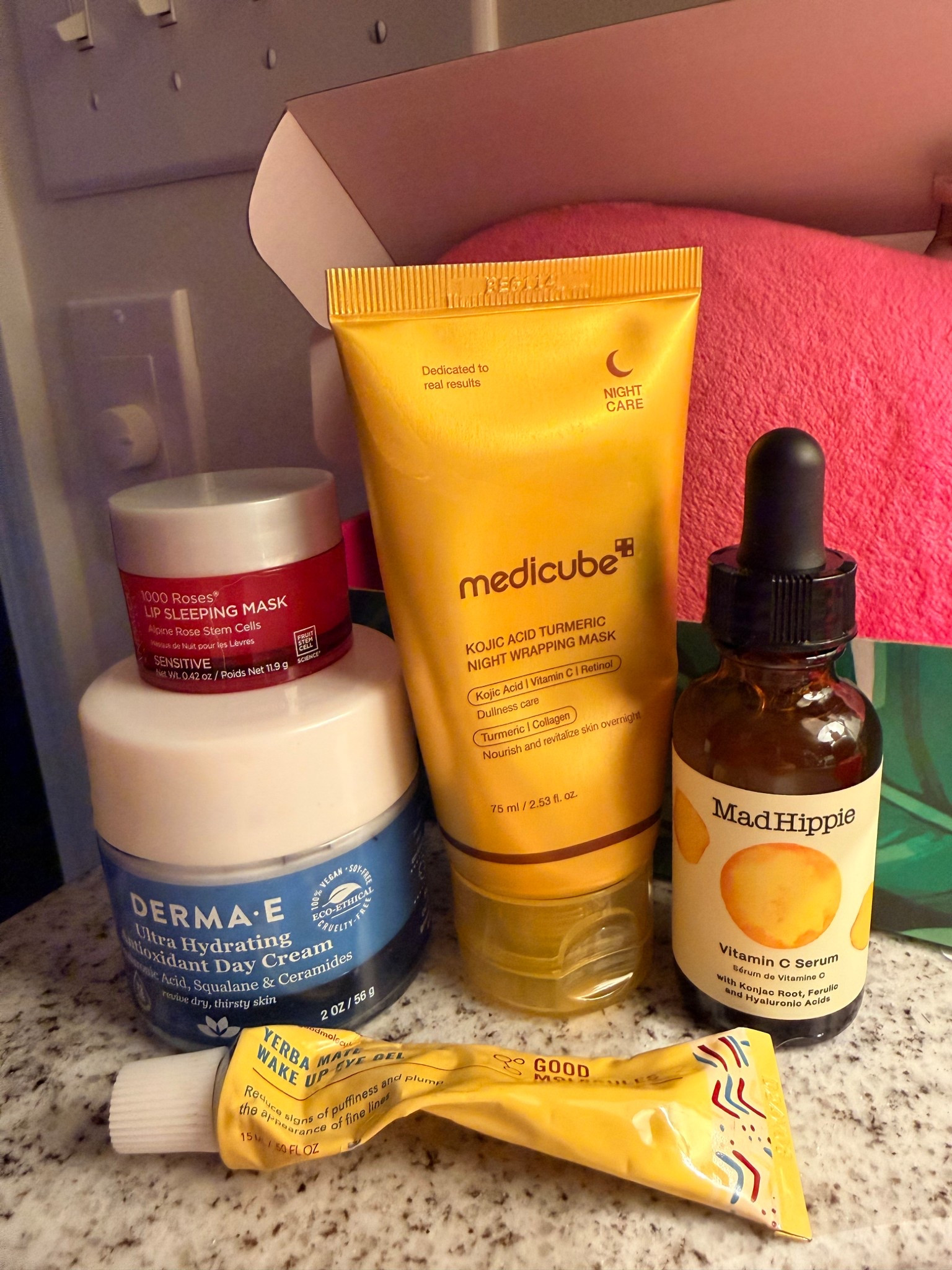 CURRENT SKINCARE ROUTINE — lip mask, moisturizer, overnight mask, vitamin c serum, eye cream with caffeine 

#LTKselfcare #LTKdayinmylife #LTKgrwm