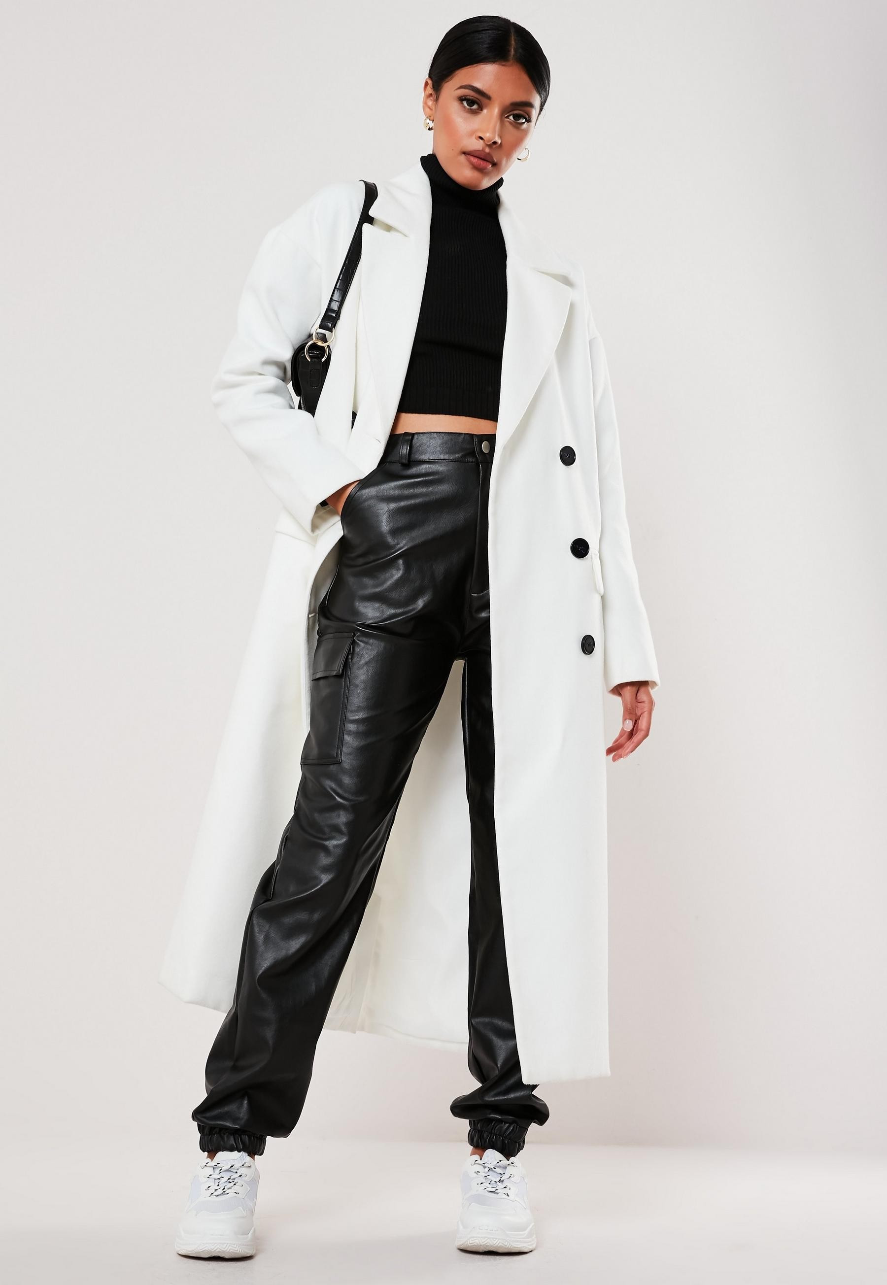 Tall White Oversized Double Breasted Midaxi Coat | Missguided (UK & IE)