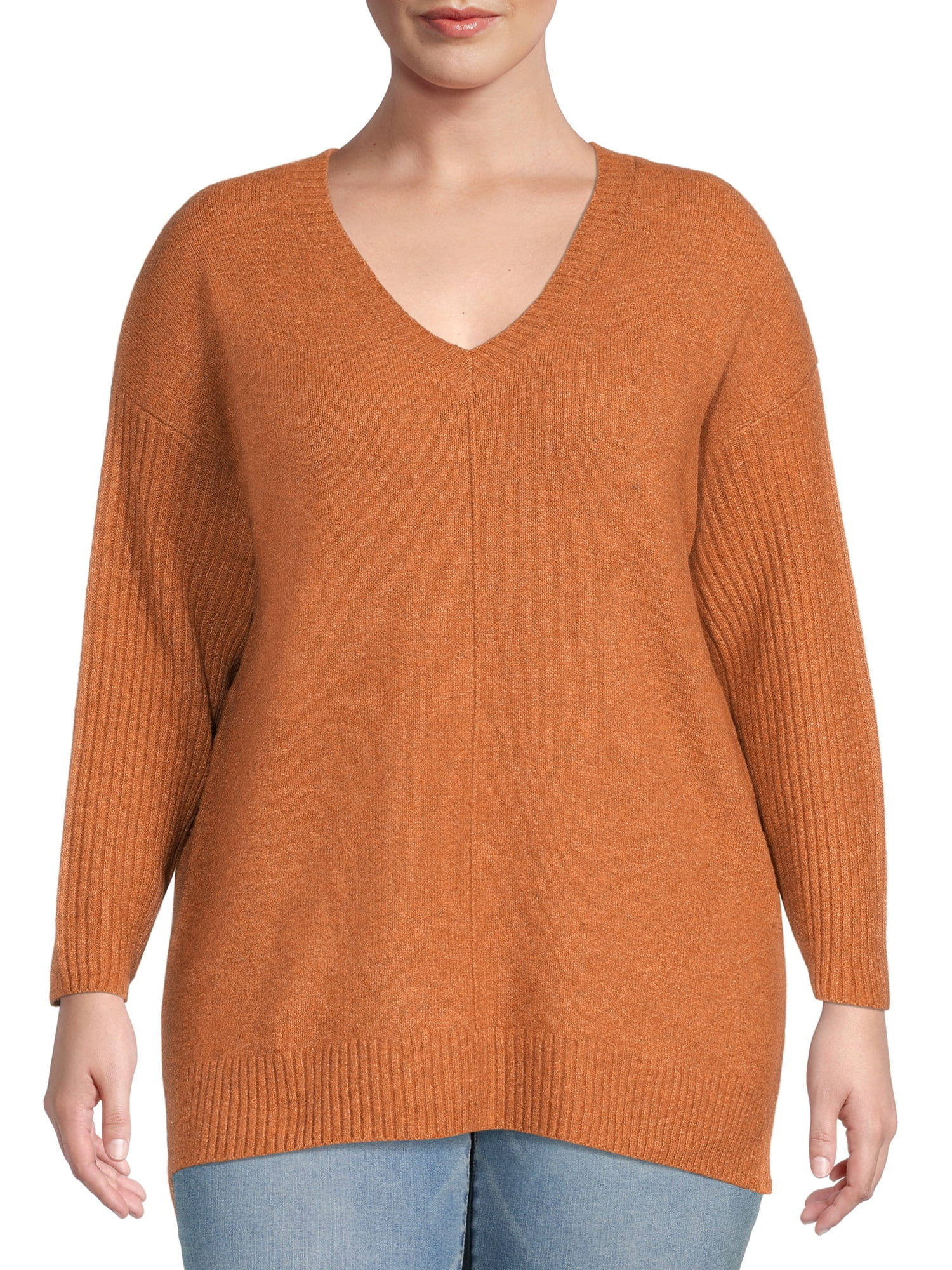 Terra & Sky Women’s Plus Size V-Neck Tunic Sweater | Walmart (US)