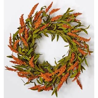 22 in. Fall Spike Wreath on Natural Twig Base-7765 - The Home Depot | The Home Depot