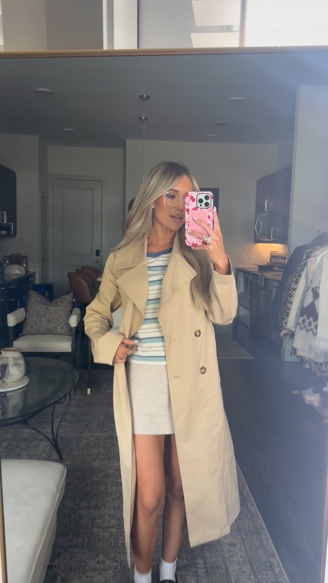 Outfit of the day! 

Ootd. Style inspo. Outfit inspo. Outfit idea. Abercrombie. Mini skirt. Loafers. Trench coat. Spring outfit. Casual style. Spring style. Abercrombie finds. Basics @abercrombie   

#LTKootd