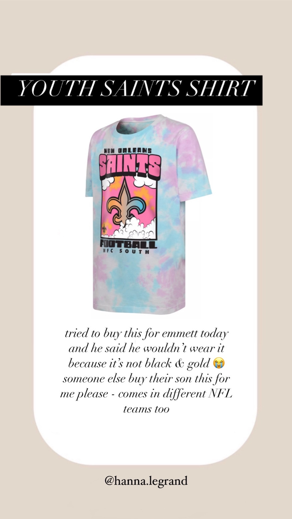 This kids NFL t-shirt is so cute!! $30 from Dicks Sporting Goods - lots of team options - Tie-Dye! 

#LTKStyleTip #LTKFindsUnder50 #LTKKids