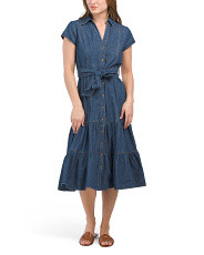 Denim Tiered Midi Dress | TJ Maxx