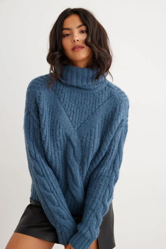 Cable Knit Turtleneck Sweater | Dynamite Clothing